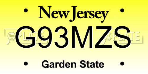 G93MZS New Jersey License Plate