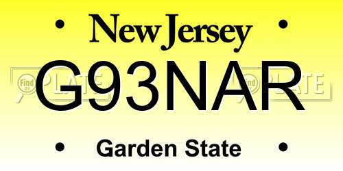 G93NAR New Jersey License Plate