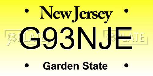 G93NJE New Jersey License Plate