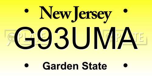 G93UMA New Jersey License Plate