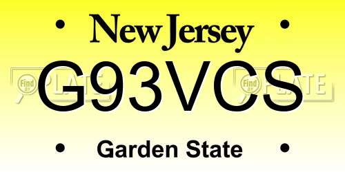 G93VCS New Jersey License Plate