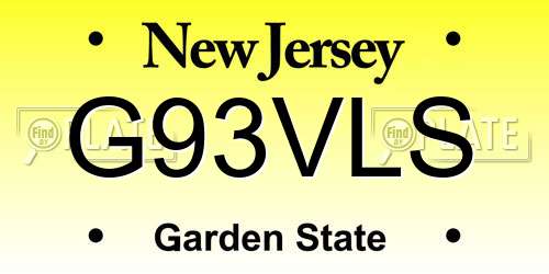 G93VLS New Jersey License Plate