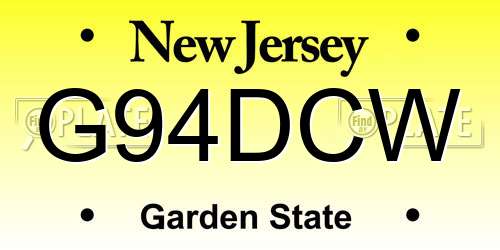 G94DCW New Jersey License Plate