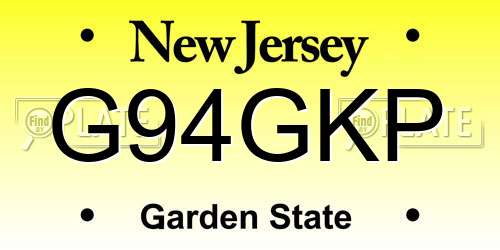G94GKP New Jersey License Plate