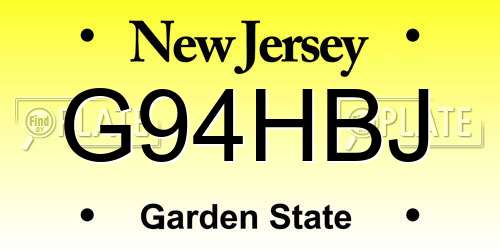 G94HBJ New Jersey License Plate