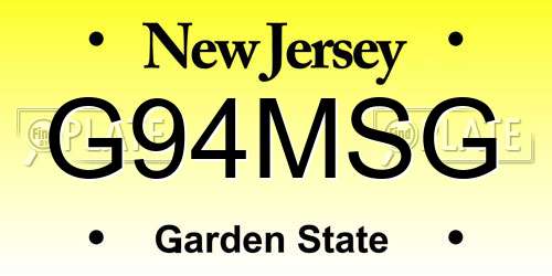 G94MSG New Jersey License Plate