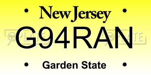 G94RAN New Jersey License Plate