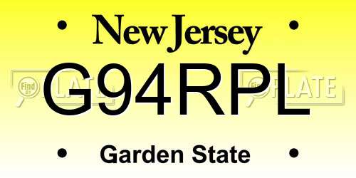 G94RPL New Jersey License Plate