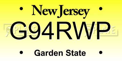 G94RWP New Jersey License Plate