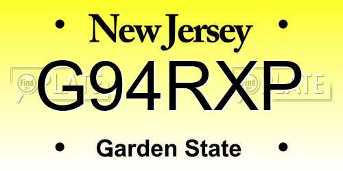 G94RXP New Jersey License Plate
