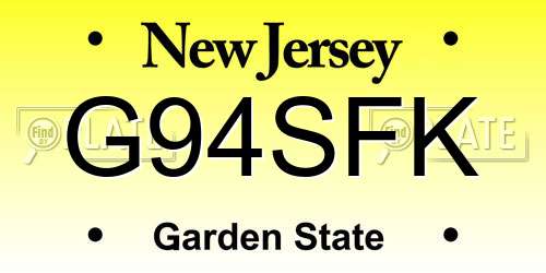 G94SFK New Jersey License Plate