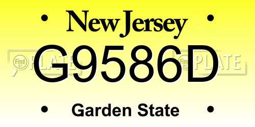 G9586D New Jersey License Plate