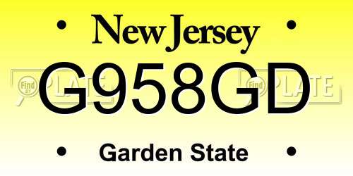 G958GD New Jersey License Plate