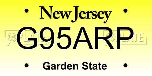 G95ARP New Jersey License Plate