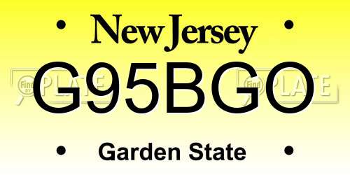 G95BGO New Jersey License Plate