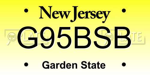 G95BSB New Jersey License Plate
