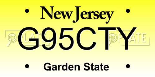 G95CTY New Jersey License Plate