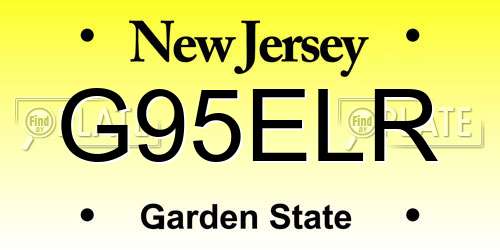 G95ELR New Jersey License Plate