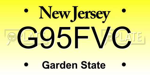 G95FVC New Jersey License Plate