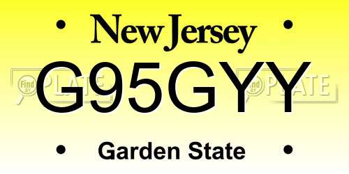 G95GYY New Jersey License Plate