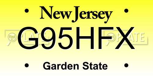 G95HFX New Jersey License Plate