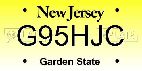 G95HJC New Jersey License Plate