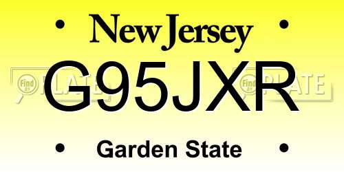 G95JXR New Jersey License Plate