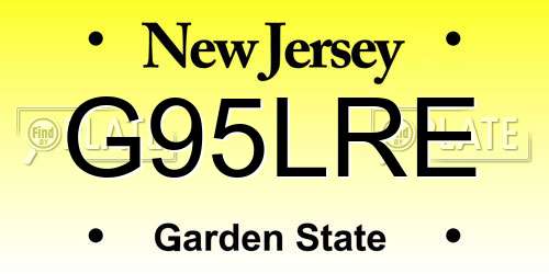 G95LRE New Jersey License Plate