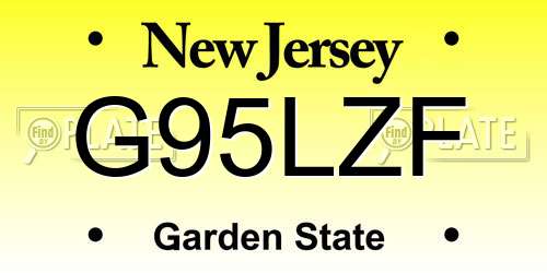 G95LZF New Jersey License Plate