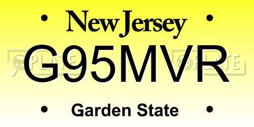 G95MVR New Jersey License Plate