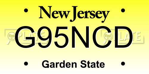 G95NCD New Jersey License Plate