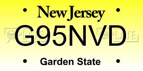 G95NVD New Jersey License Plate