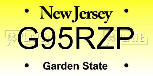 G95RZP New Jersey License Plate