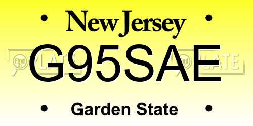 G95SAE New Jersey License Plate