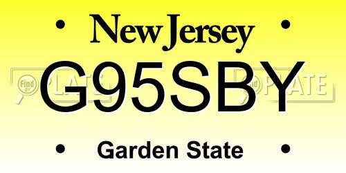 G95SBY New Jersey License Plate