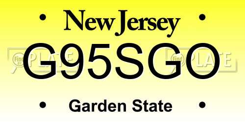 G95SGO New Jersey License Plate