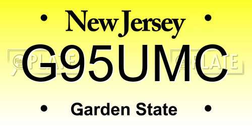 G95UMC New Jersey License Plate