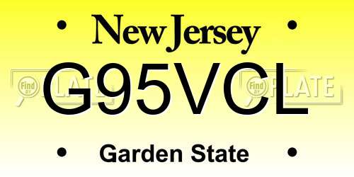G95VCL New Jersey License Plate