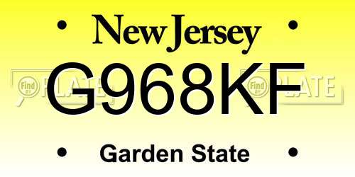 G968KF New Jersey License Plate
