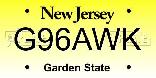 G96AWK New Jersey License Plate