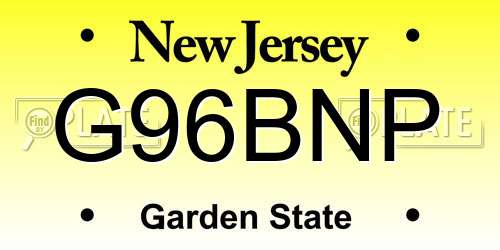 G96BNP New Jersey License Plate
