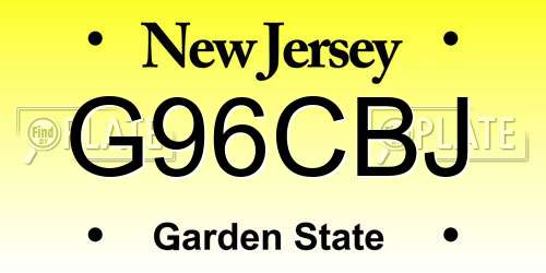 G96CBJ New Jersey License Plate