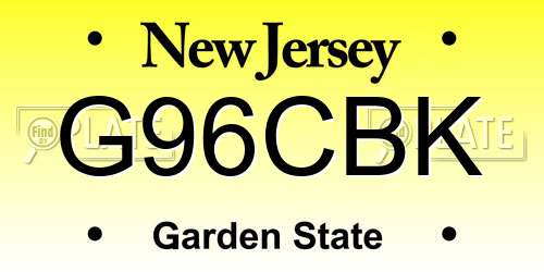 G96CBK New Jersey License Plate