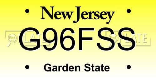 G96FSS New Jersey License Plate