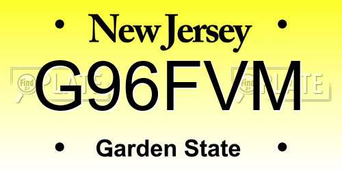 G96FVM New Jersey License Plate