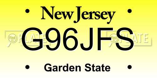 G96JFS New Jersey License Plate