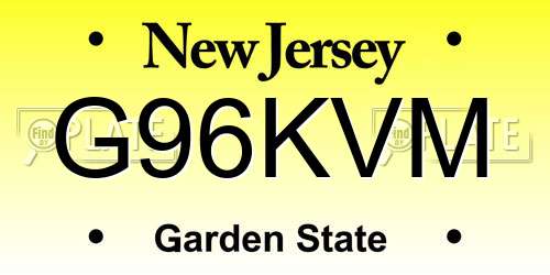 G96KVM New Jersey License Plate