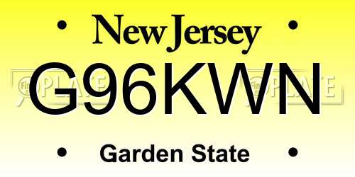 G96KWN New Jersey License Plate