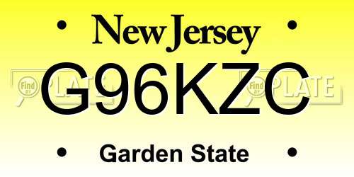 G96KZC New Jersey License Plate