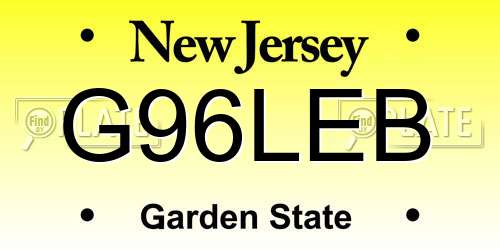 G96LEB New Jersey License Plate